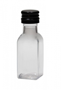 PET-Quadratflasche 20ml  Mündung PP18  Lieferung ohne Verschluss, bei Bedarf bitte separat bestellen!